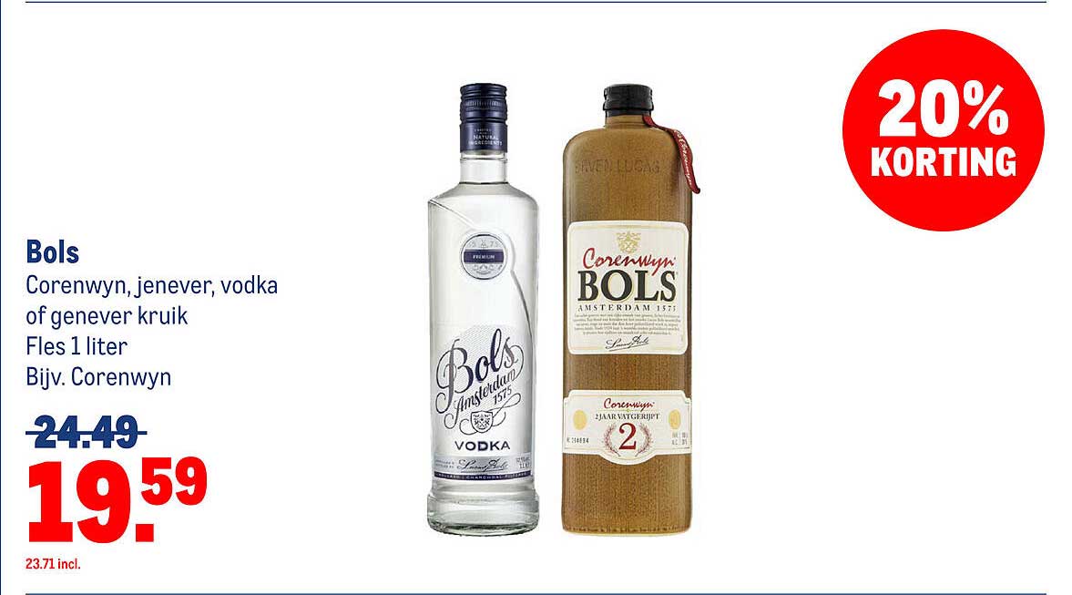 Bols Corenwyn, jenever, vodka of genever kruik 1 liter
