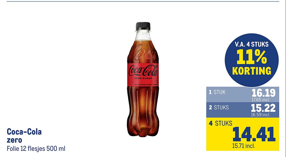 Coca-Cola zero Folie 12 flesjes 500 ml