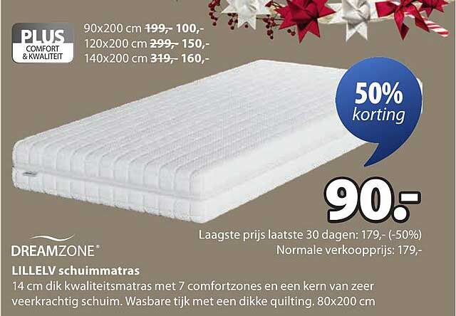 DREAMZONE LILLELV schaumitraas 14 cm dik met 50% korting