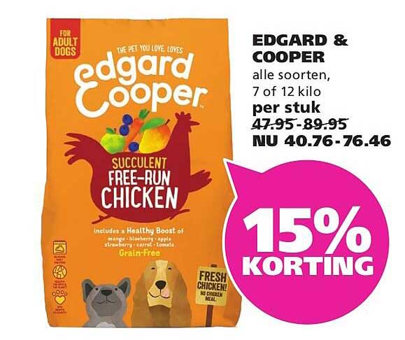 EDGARD & COOPER alle soorten, 7 of 12 kilo per stuk