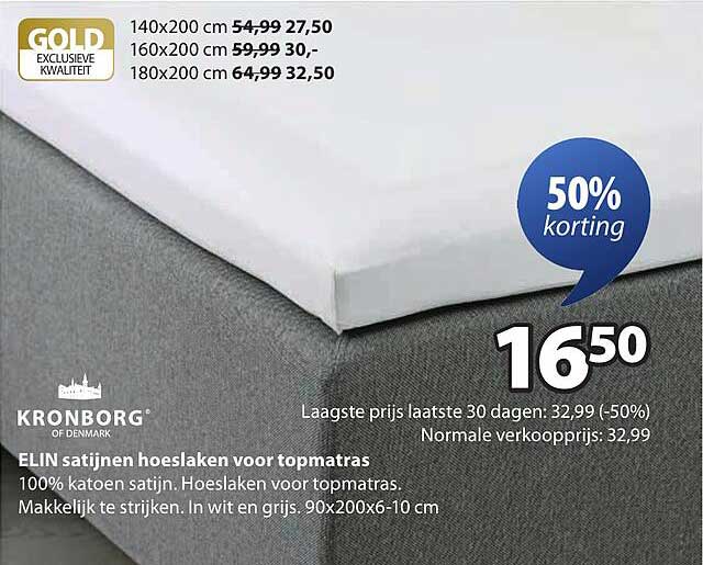 ELIN satijnen hoeslaken voor topmatras