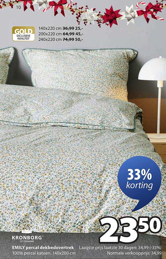 EMILY percal dekbedovertrek 100% percal katoen 140x200 cm