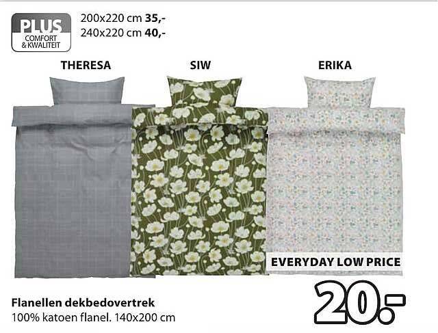 Flanellen dekbedovertrek 100% katoen flanel. 140x200 cm