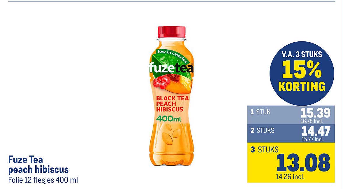 Fuze Tea peach hibiscus Folie 12 flesjes 400 ml