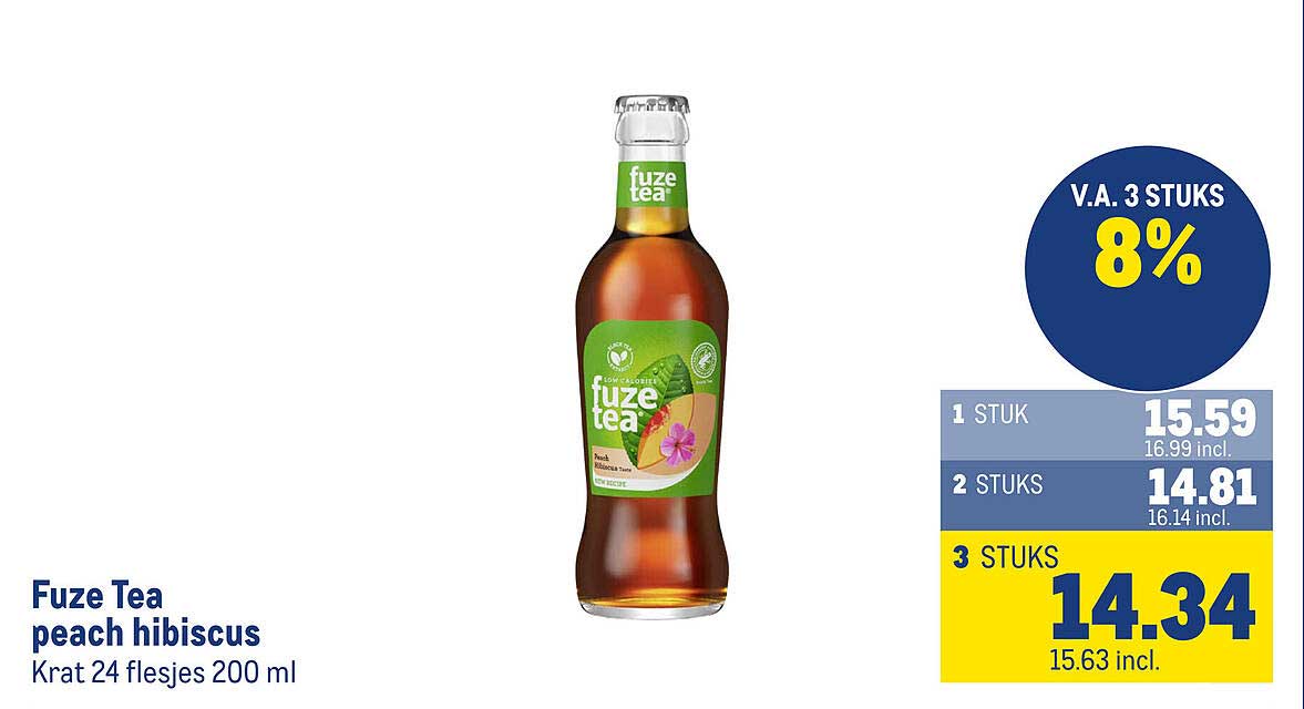 Fuze Tea peach hibiscus Krat 24 flesjes 200 ml