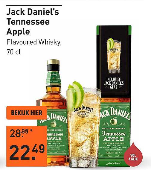 Jack Daniel's Tennessee Apple Flavoured Whisky, 70 cl