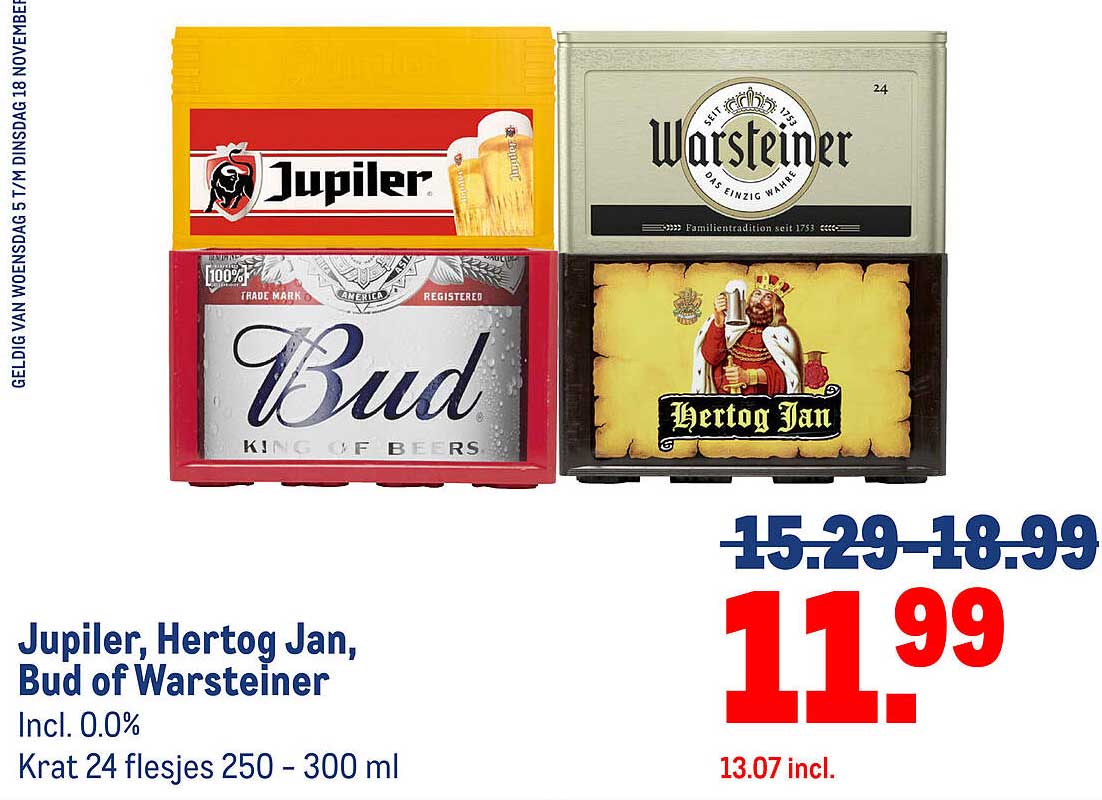 Jupiler, Hertog Jan, Bud of Warsteiner