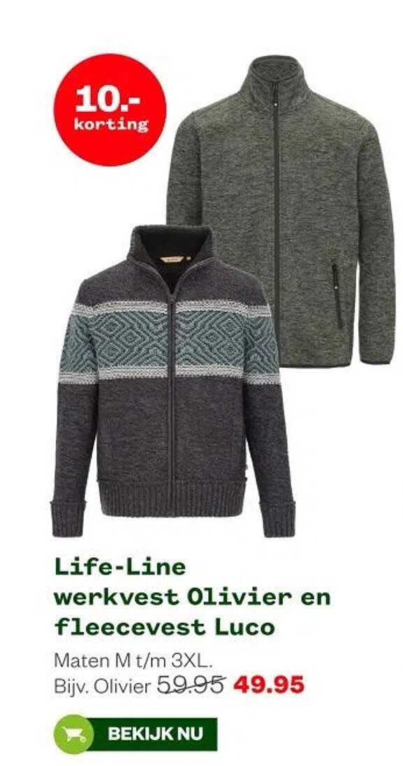 Life-Line werkvest Olivier en fleecevest Luco