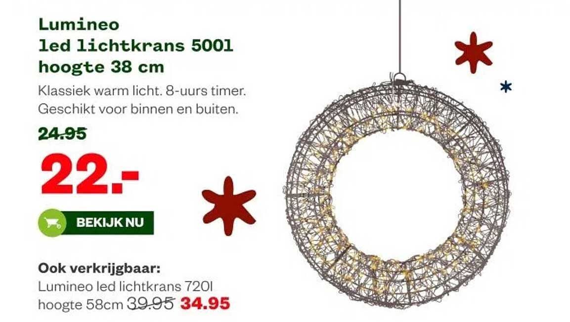 Lumino led lichtkrans 5001 hoogte 38 cm