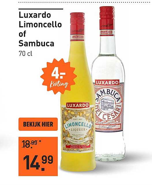Luxardo Limoncello of Sambuca 70 cl