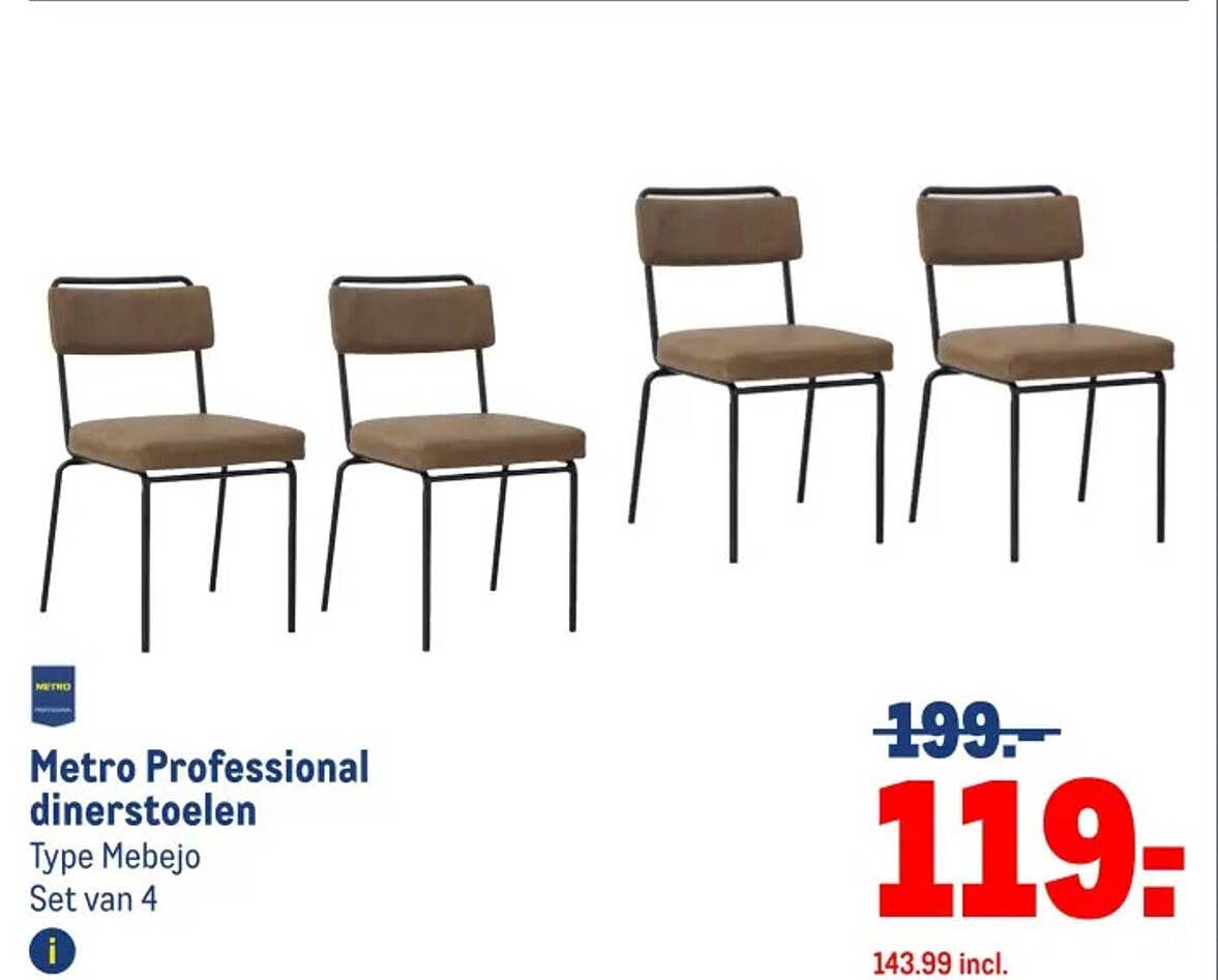 Metro Professional dinerstoelen Type Mebejo Set van 4