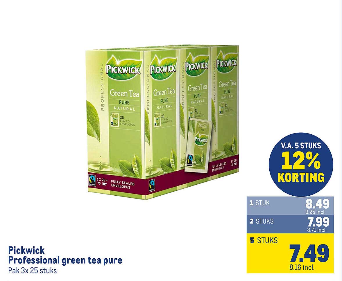 Pickwick Professional green tea pure Pak 3x 25 stuks