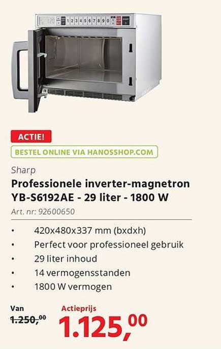 Professionele inverter-magnetron YB-S6192AE - 29 liter - 1800 W
