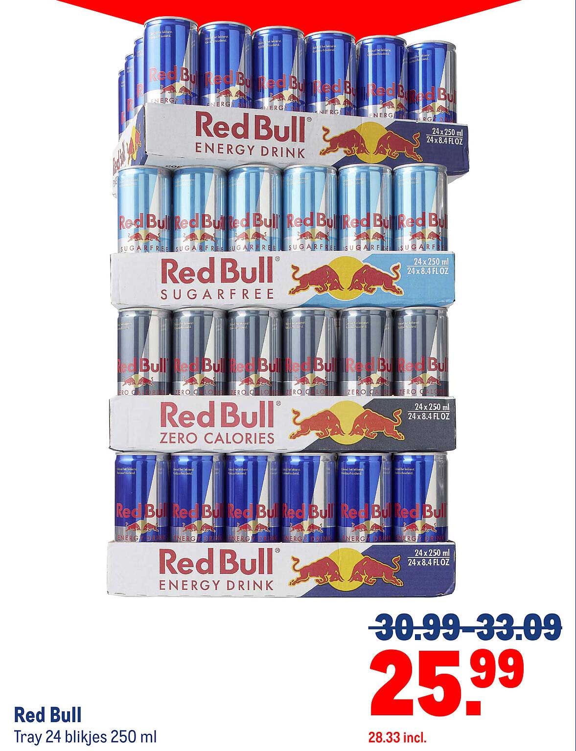 Red Bull Tray 24 blikjes 250 ml