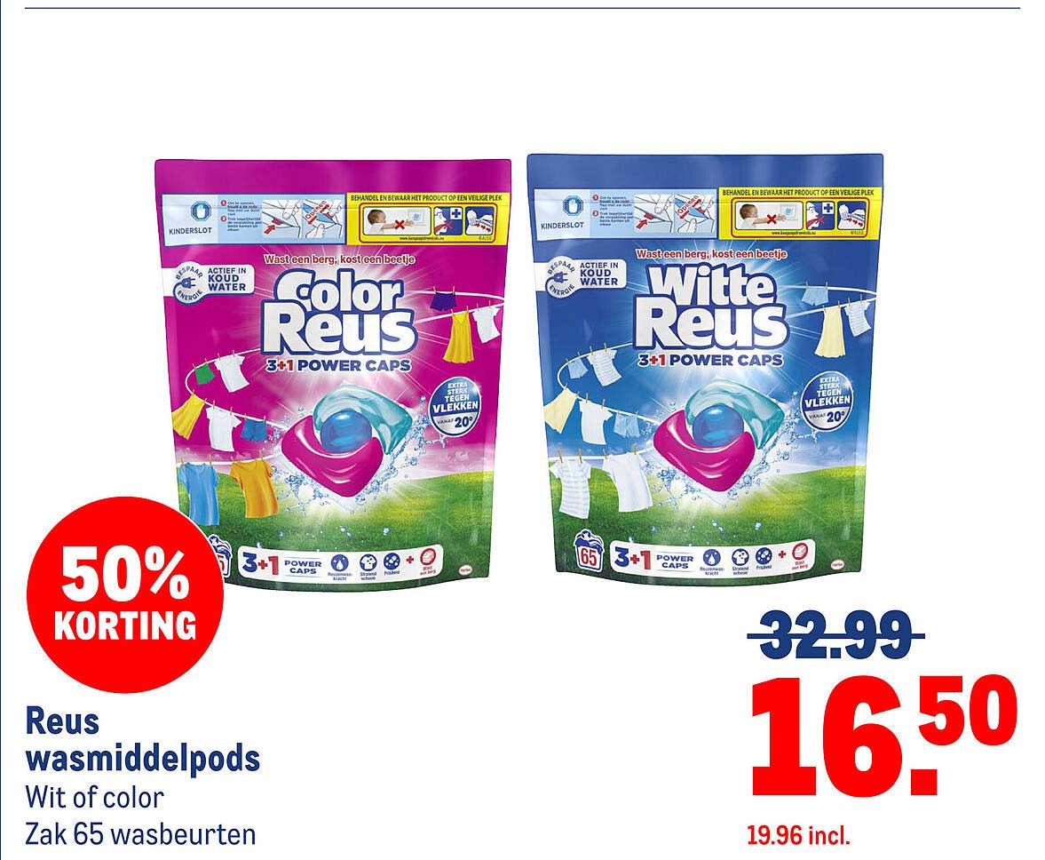 Reus wasmiddelpods Wit of color Zak 65 wasbeurten