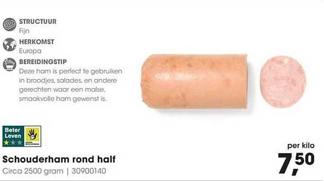 Schouderham rond half