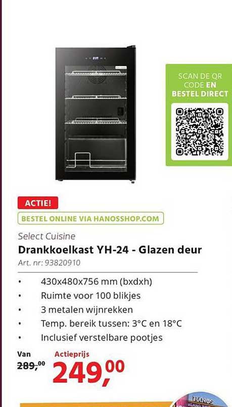Select Cuisine Drankkoelkast YH-24 - Glazen deur