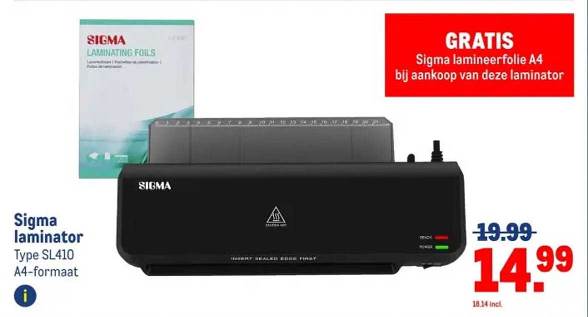 Sigma laminaatmachine Type SL410 A4-formaat