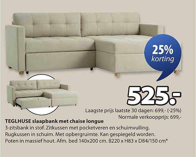 TEGLHUSE slaapbank met chaise longue