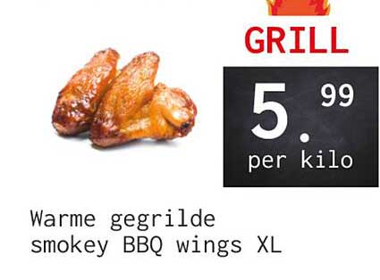 Warme gegrilde smokey BBQ wings XL