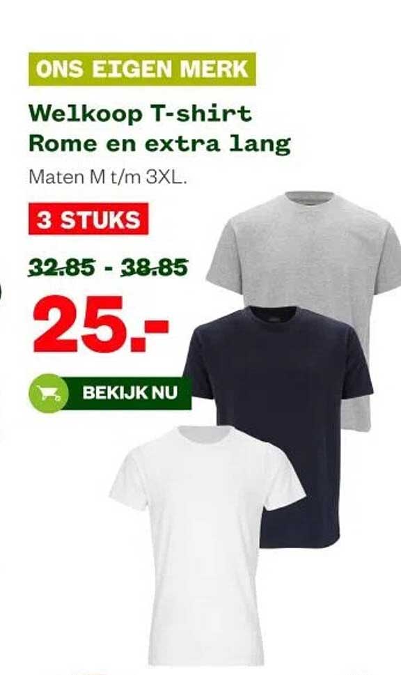 Welkoop T-shirt Rome en extra lang