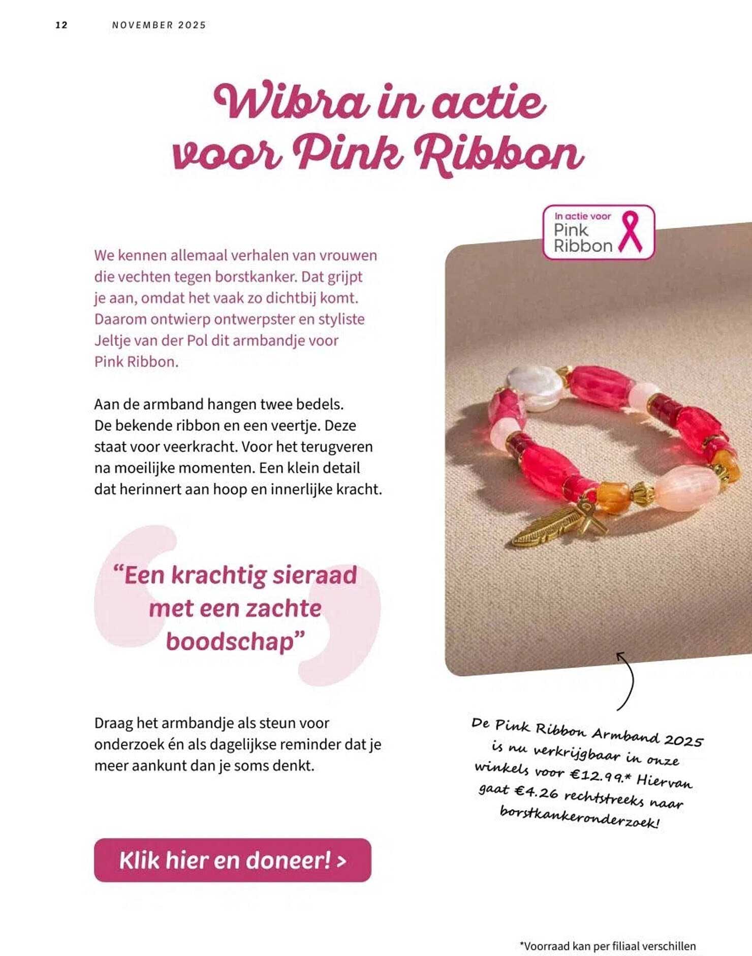 Wibra in actie voor Pink Ribbon