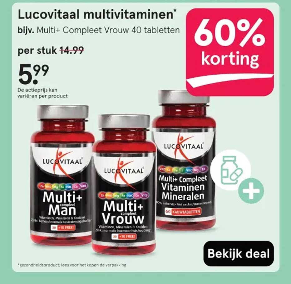 Lucovitaal multivitaminen* bijv. Multi+ Compleet Vrouw 40 tabletten
