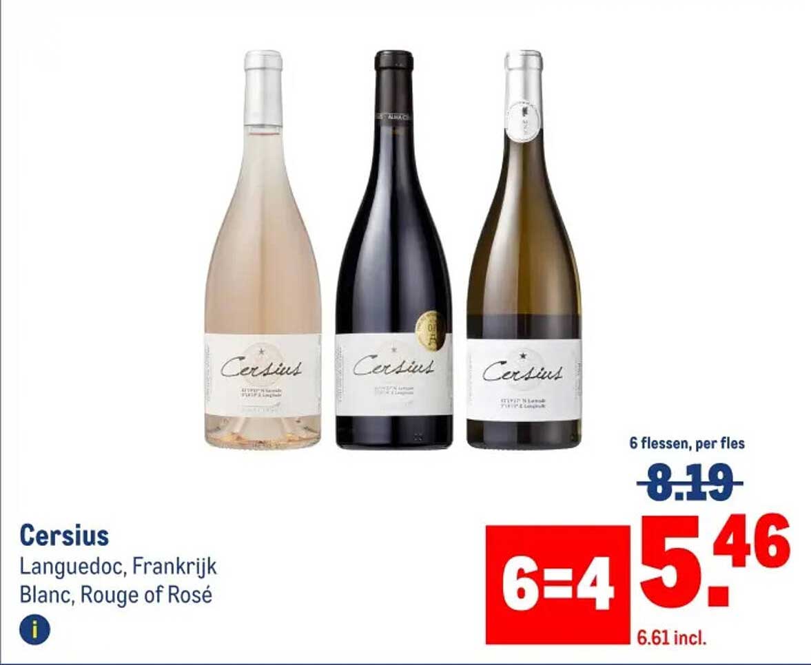 Cersius Languedoc, Frankrijk Blanc, Rouge of Rosé