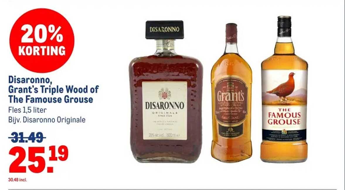 Disaronno, Grant’s Triple Wood of The Famouse Grouse