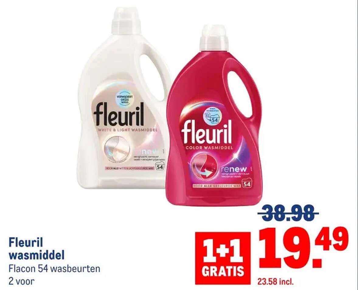 Fleuril wasmiddel Flacon 54 wasbeurten 2 voor