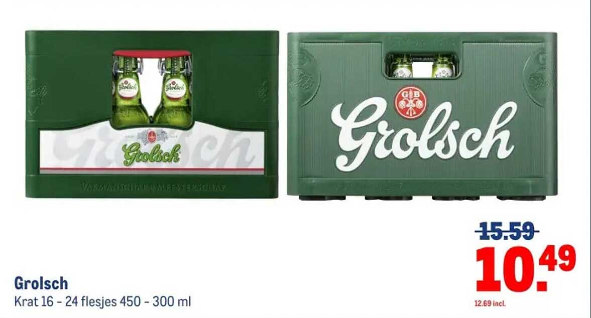 Grolsch Krat 16 - 24 flesjes 450 - 300 ml