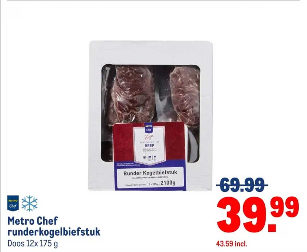 Metro Chef runderkogelbiefstuk Doos 12x 175 g