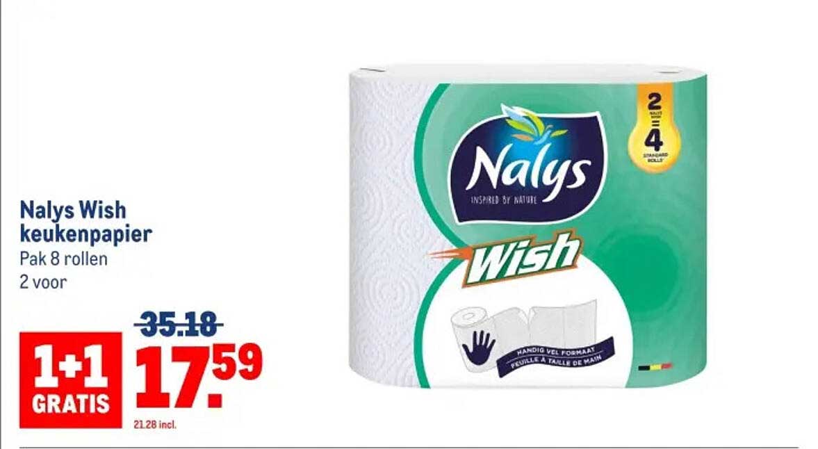 Nalys Wish keukenspapier Pak 8 rollen 2 voor