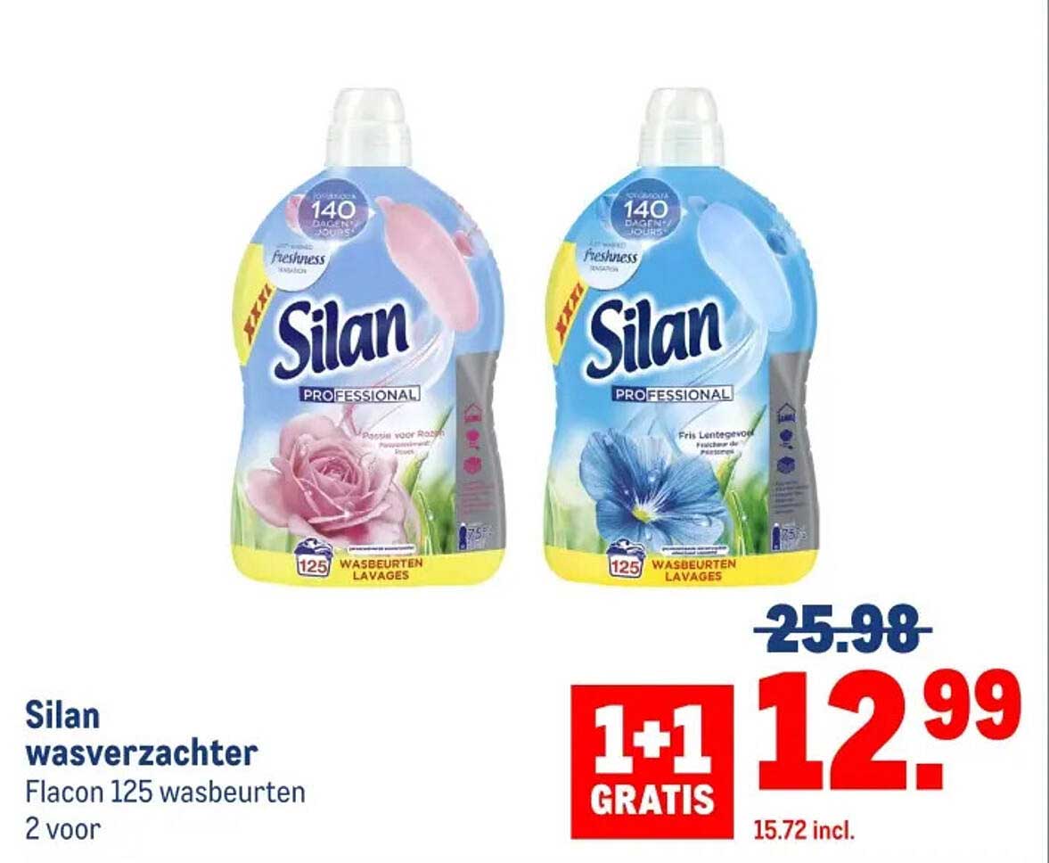Silan wasverzachter Flacon 125 wasbeurten 2 voor