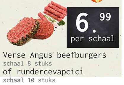 Verse Angus beefburgers schaal 8 stuks of rundercevapcici schaal 10 stuks