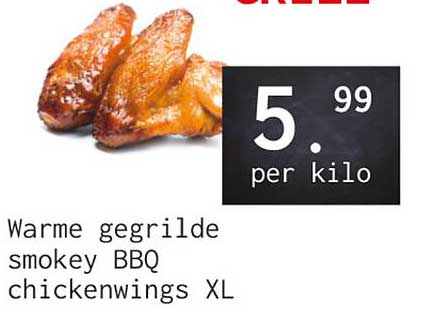 Warme gegrilde smokey BBQ chickenwings XL