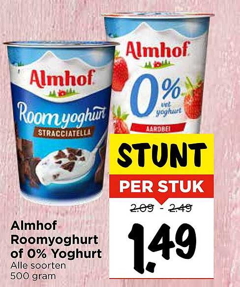 Almhof Roomyoghurt of 0% Yoghurt
