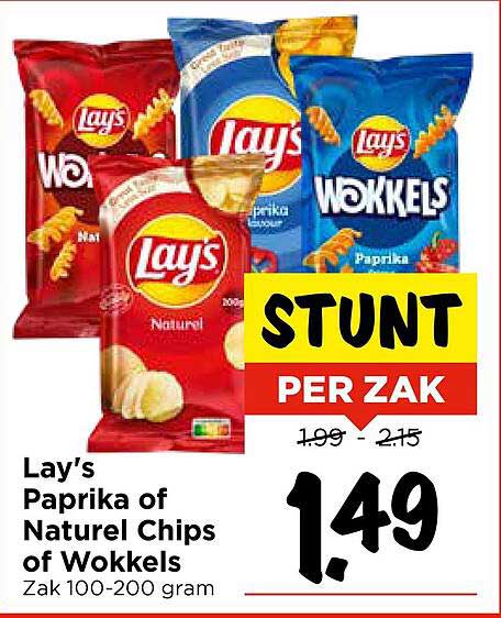 Lay's Paprika of Naturel Chips of Wokkels