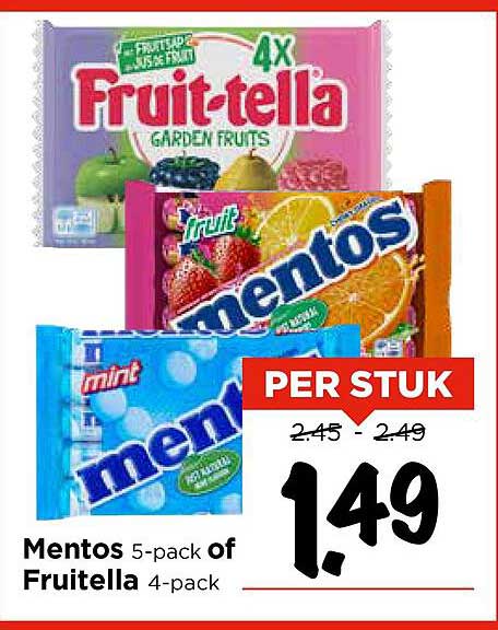 Mentos 5-pack of Fruitella 4-pack