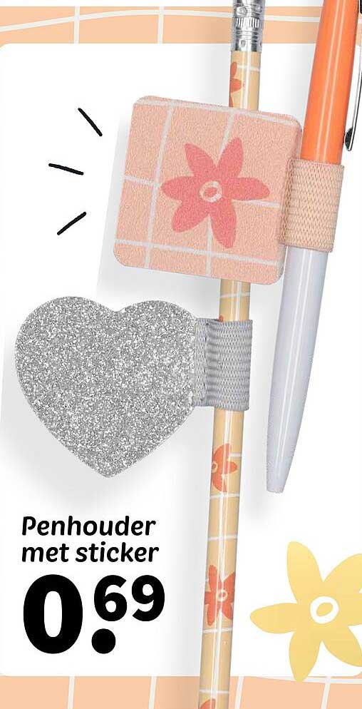 Penhouder met sticker