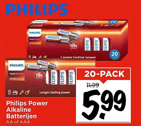 Philips Power Alkaline Batterijen 20-PACK