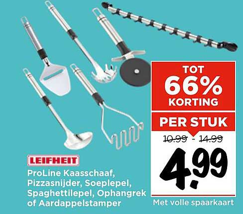 ProLine Kaasschaaf, Pizzasnijder, Soeplepel, Spaghettilepel, Ophangrek of Aardappels stamper
