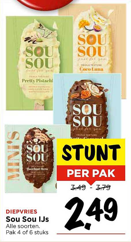 Sou Sou IJs - Alle soorten. Pak 4 of 6 stuks