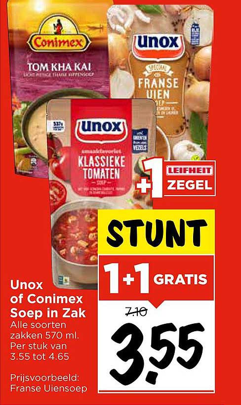 Unox of Conimex Soep in Zak