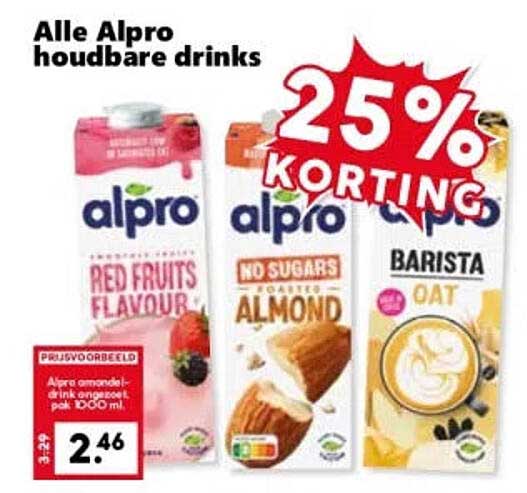 Alle Alpro houdbare drinks 25% KORTING