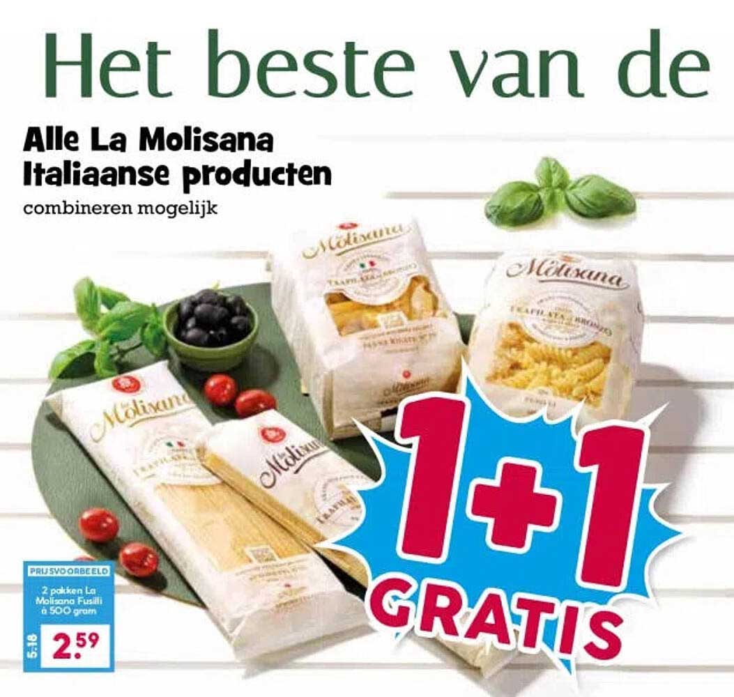 Alle La Molisana Italiaanse producten combineren mogelijk 1+1 GRATIS