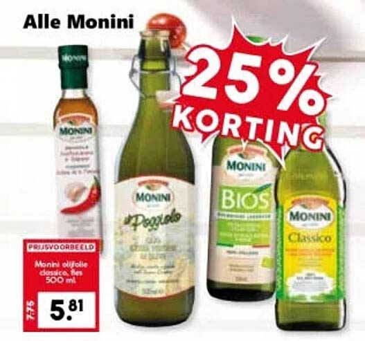 Alle Monini 25% KORTING