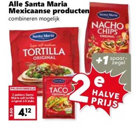 Alle Santa Maria Mexicaanse producten combineren mogelijk 2e halve prijs +1 spaarzegel