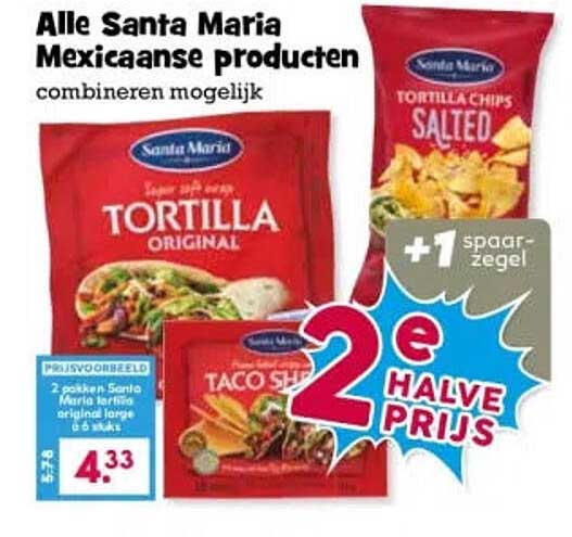Alle Santa Maria Mexicaanse producten combineren mogelijk 2e halve prijs +1 spaarzegel