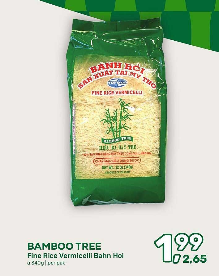BAMBOO TREE Fine Rice Vermicelli Bahn Hoi á 340g | per pak